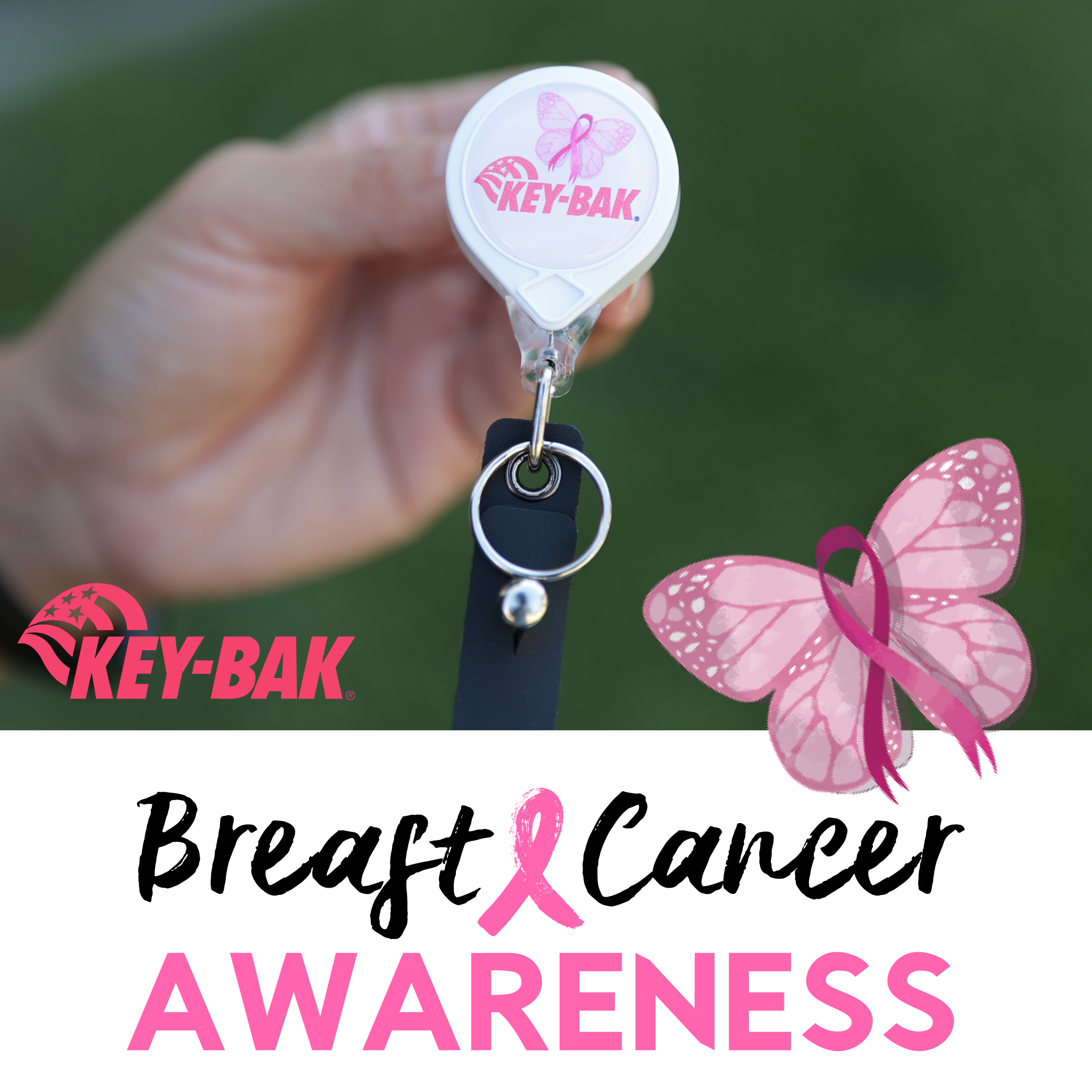 Breast Cancer Awareness Retractable Badge Reel by KEY-BAK