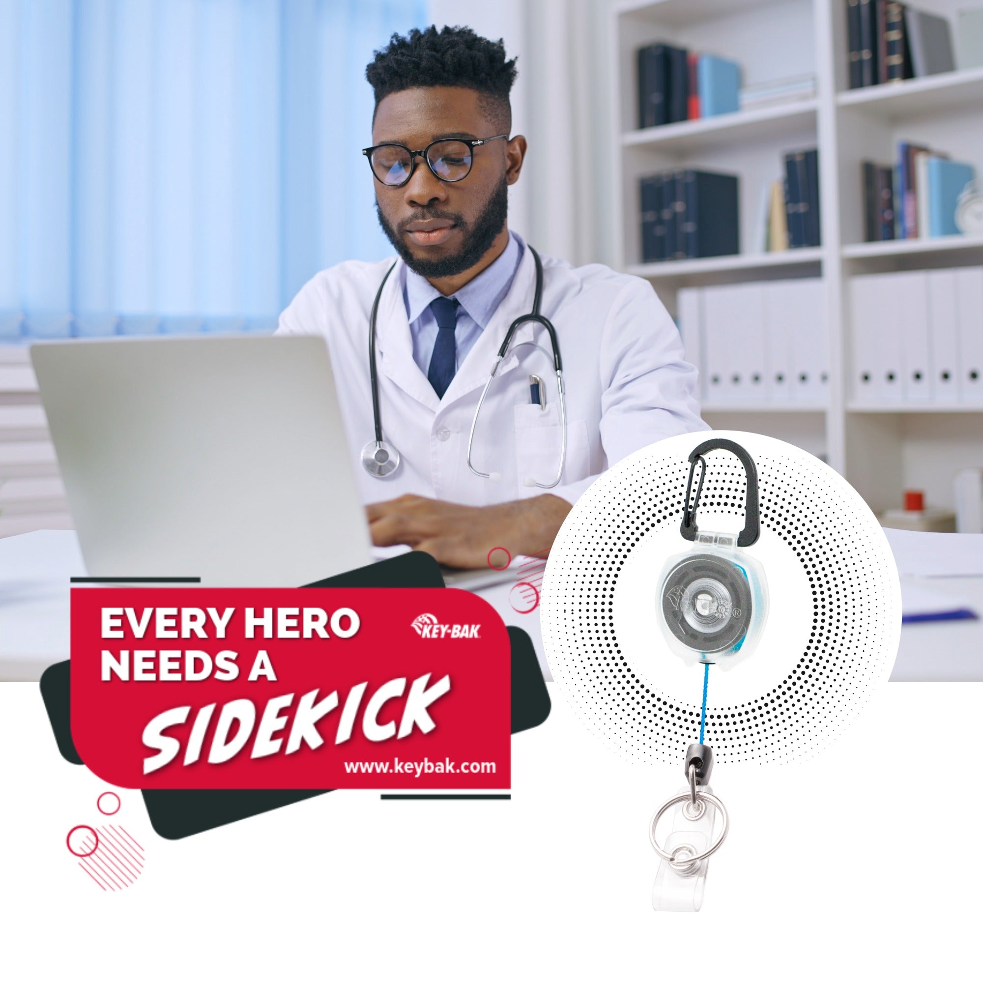 Clear SIDEKICK® Twist-Free Retractable Badge & Key Carabiner Reel