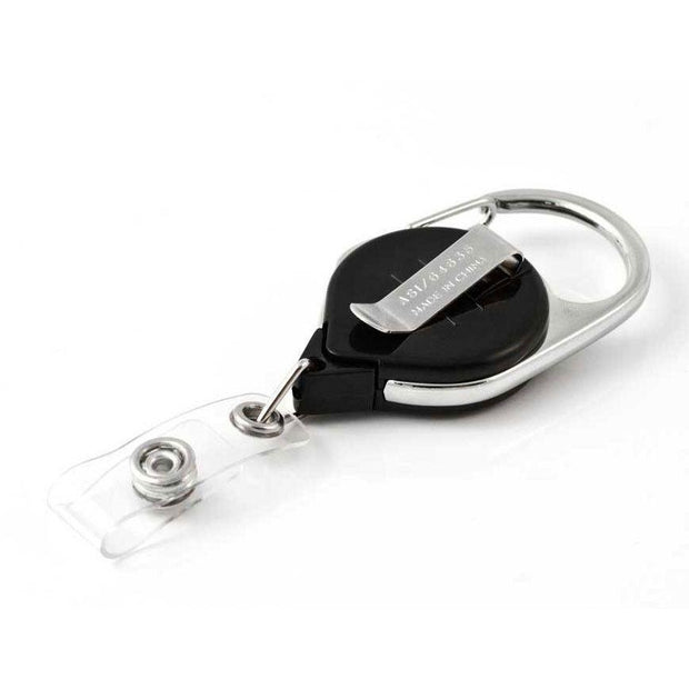 Retract-A-Badge Carabiner Badge Reel with Carabiner and Clear Vinyl I.D. Strap (5-Pack)