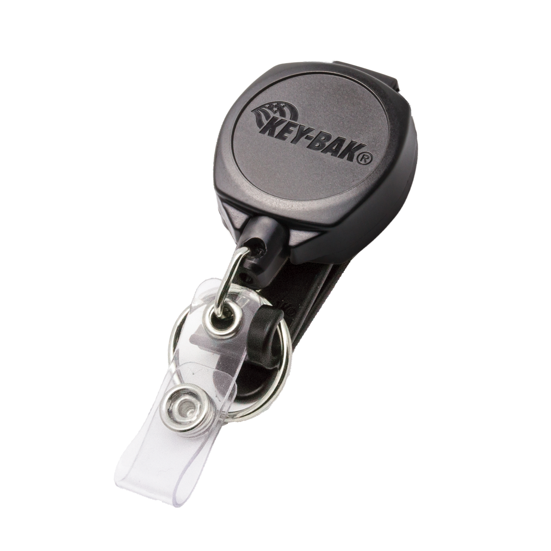 Belt Clip Retractable Keychain and ID Badge Holder for Healthcare and Office Professionals, Clear Sidekick with Color Cord by KEY-BAK