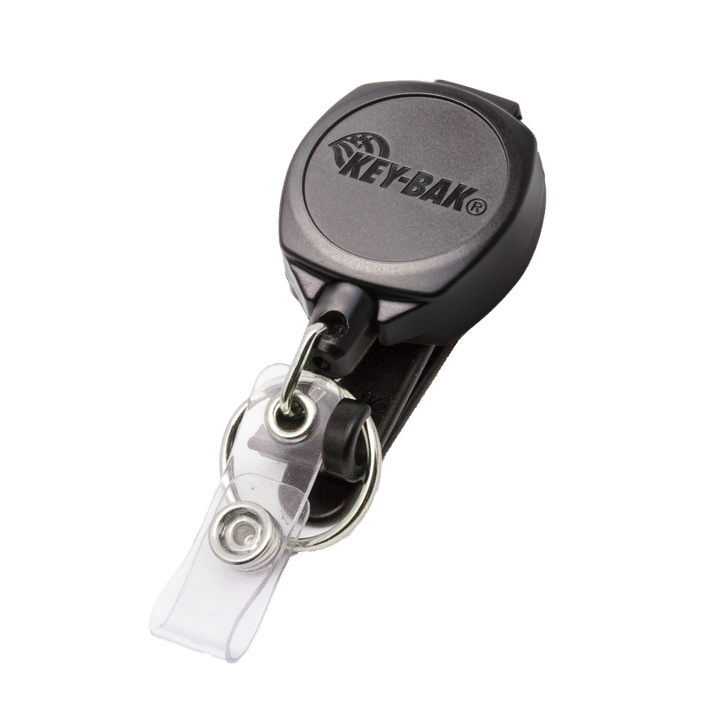 Belt Clip Retractable Keychain and ID Badge Holder for Healthcare and Office Professionals, Clear Sidekick with Color Cord by KEY-BAK