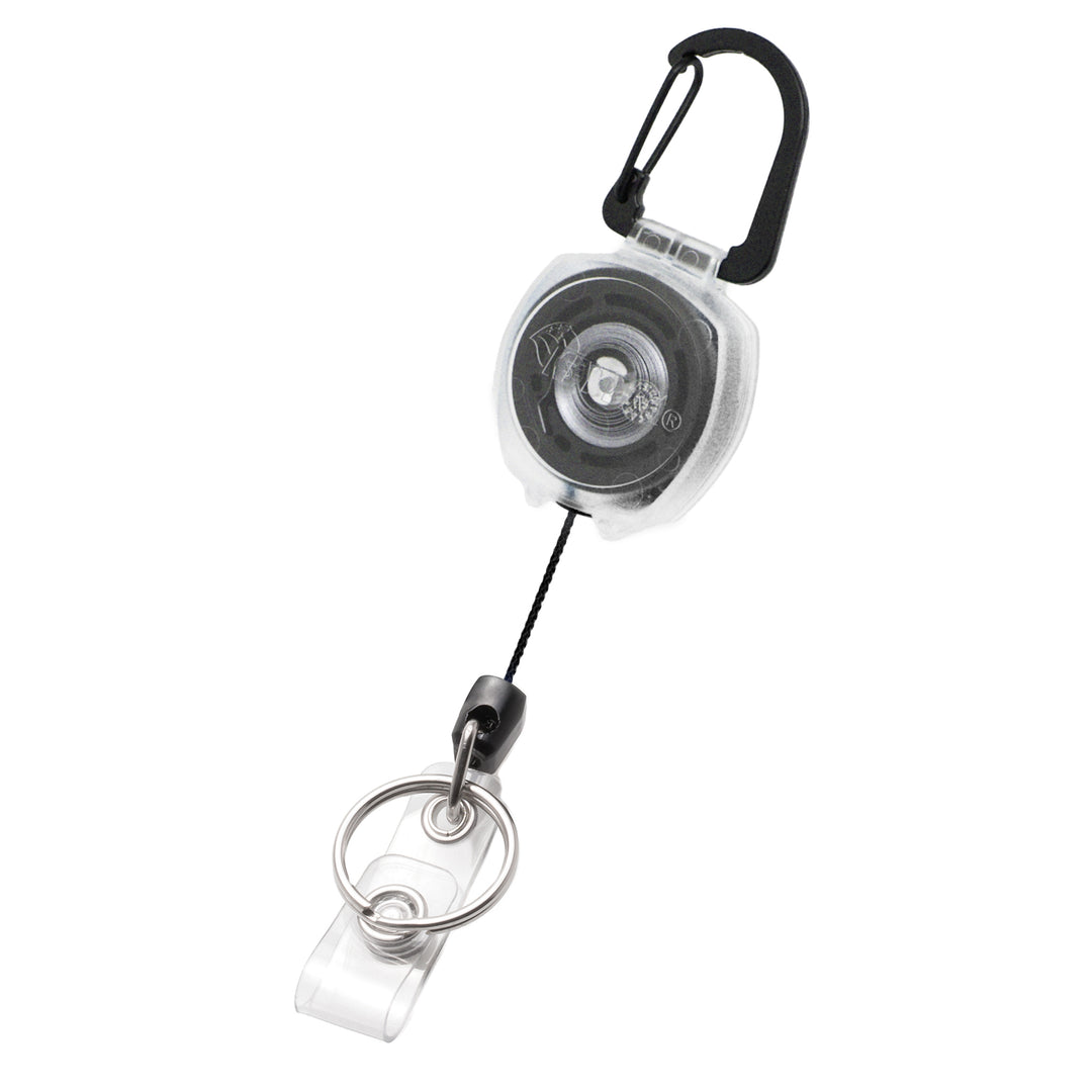 Clear Sidekick Retractable Carabiner Keychain with Color Cord and ID Badge Strap That Holds Up to 5 Keys and ID Badge