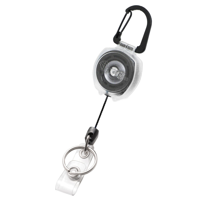 Clear Sidekick Retractable Carabiner Keychain with Color Cord and ID Badge Strap That Holds Up to 5 Keys and ID Badge