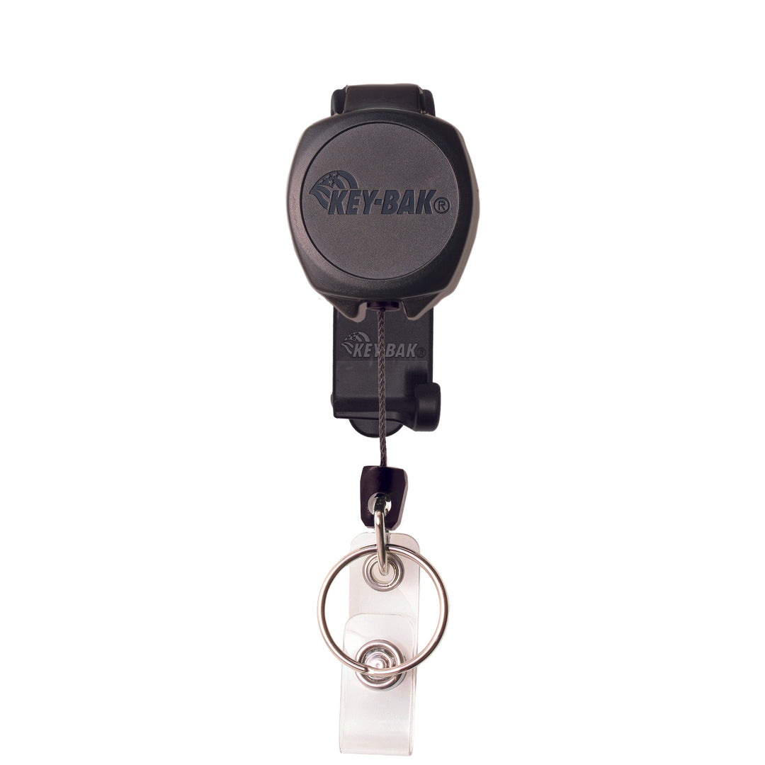 Belt Clip Retractable Keychain and ID Badge Holder for Healthcare and Office Professionals, Clear Sidekick with Color Cord by KEY-BAK