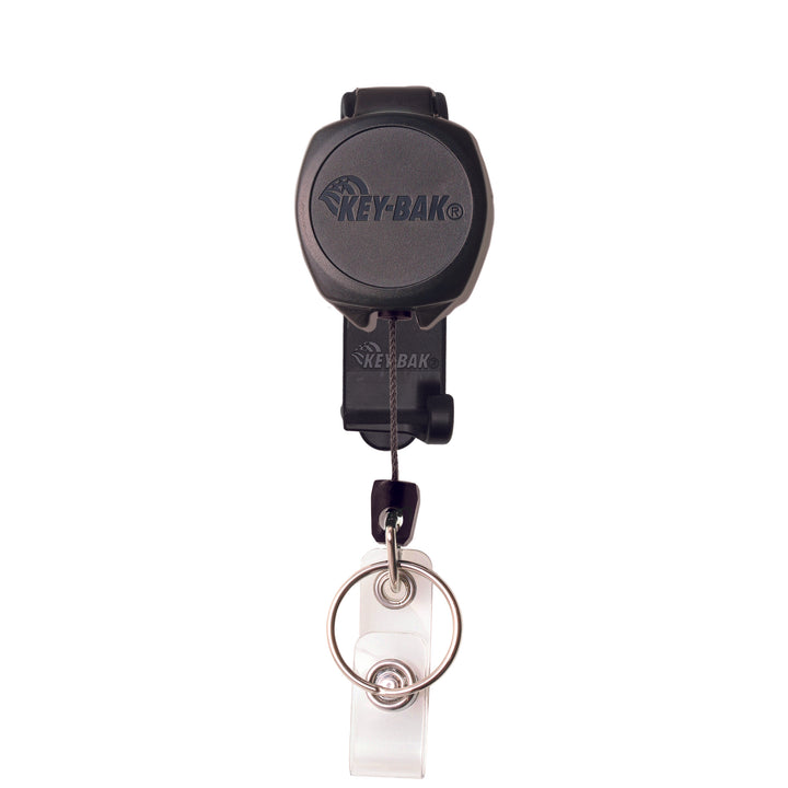 Belt Clip Retractable Keychain and ID Badge Holder for Healthcare and Office Professionals, Clear Sidekick with Color Cord by KEY-BAK