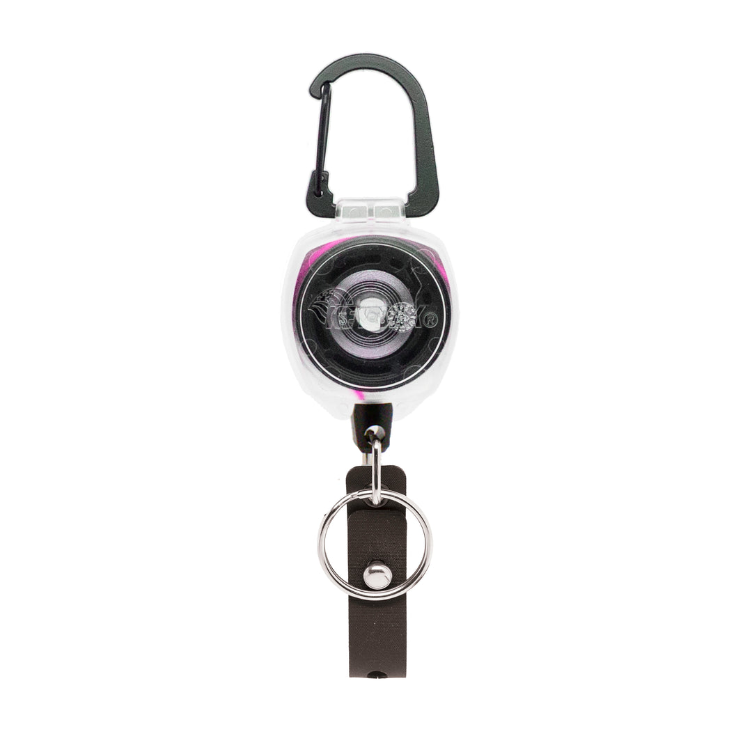 Super Duty ID Badge Holder for Healthcare and Office Professionals, Clear Sidekick Retractable Carabiner Keychain with Color Cord by KEY-BAK