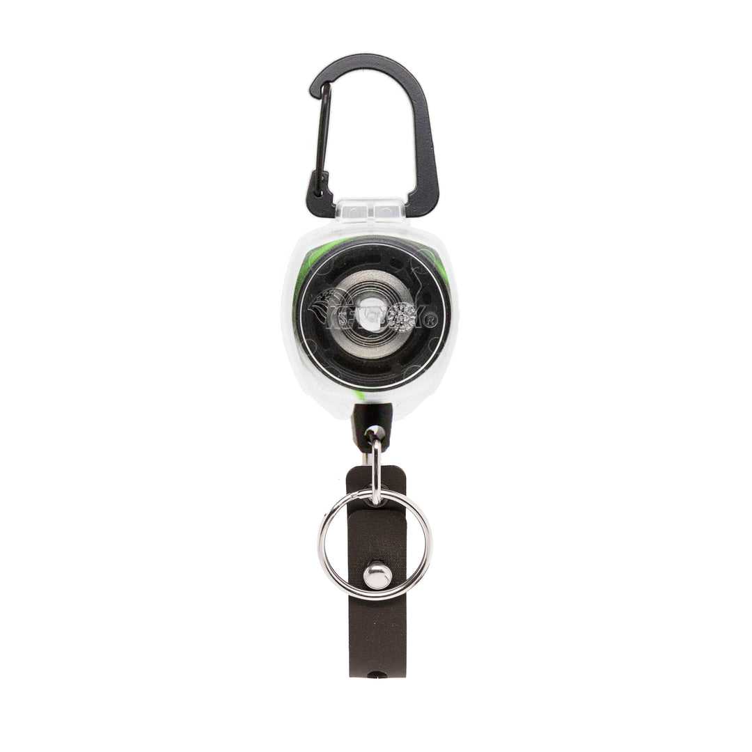 Super Duty ID Badge Holder for Healthcare and Office Professionals, Clear Sidekick Retractable Carabiner Keychain with Color Cord by KEY-BAK