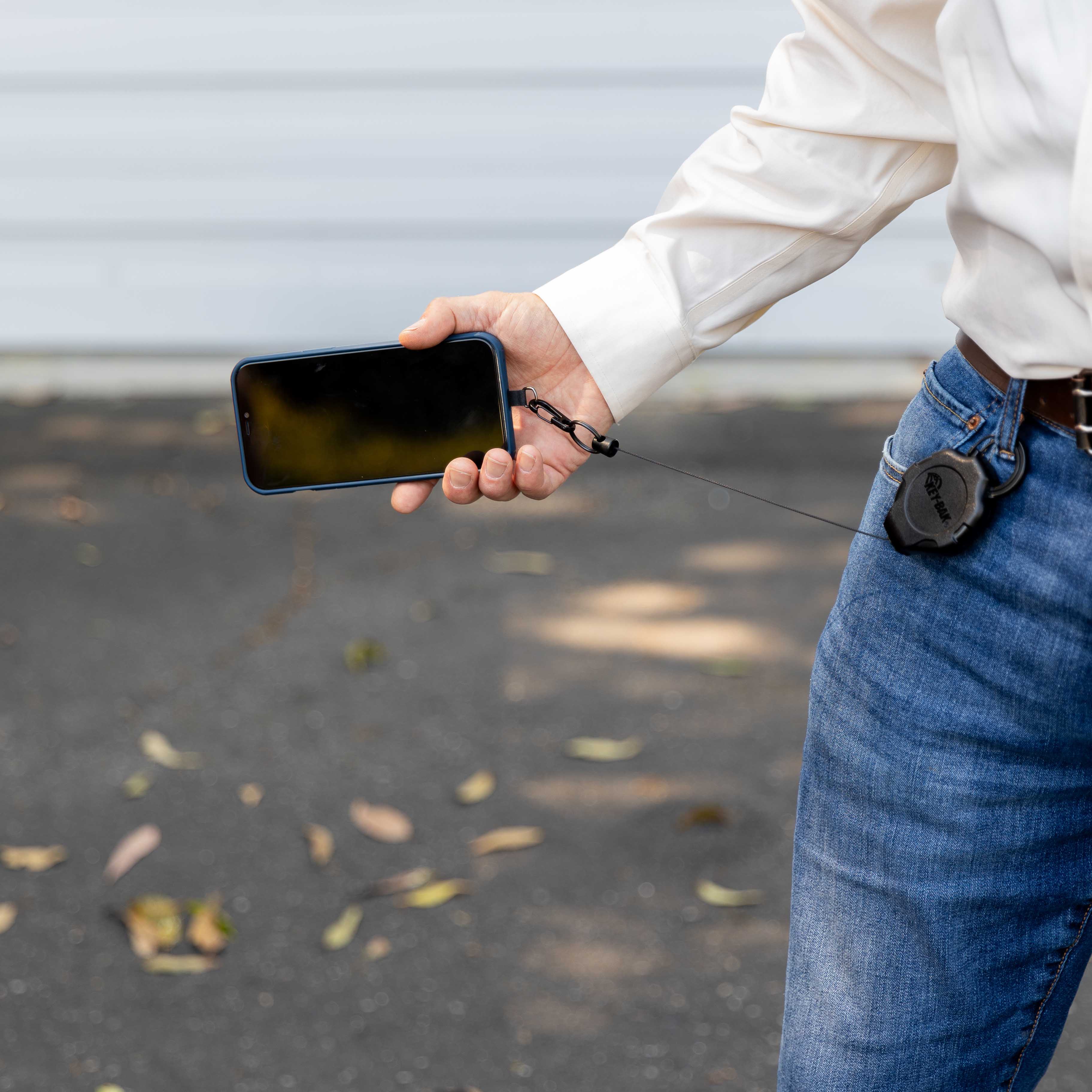 Intrekbare Anti-Diefstal Telefoon Houder - Zwarte Telefoon Tether Met Karabijnhaak