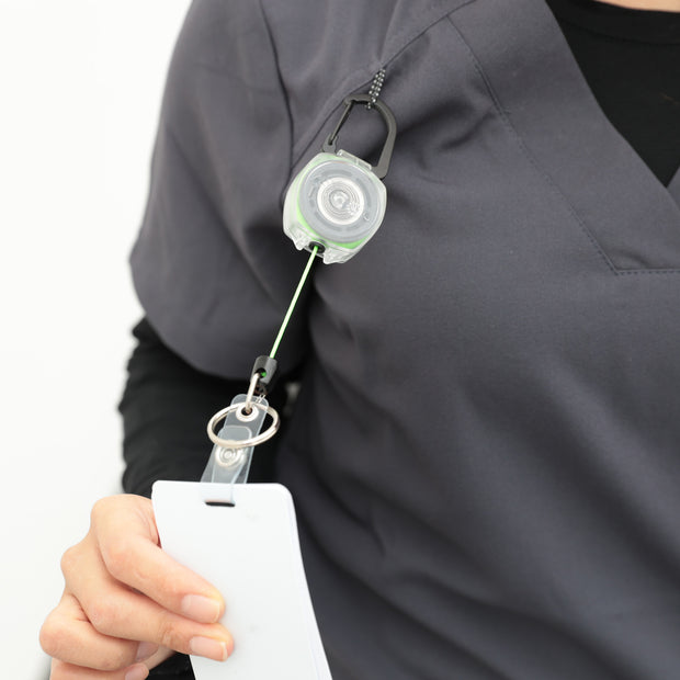 Clear Sidekick Retractable Carabiner Keychain with Color Cord and ID Badge Strap That Holds Up to 5 Keys and ID Badge