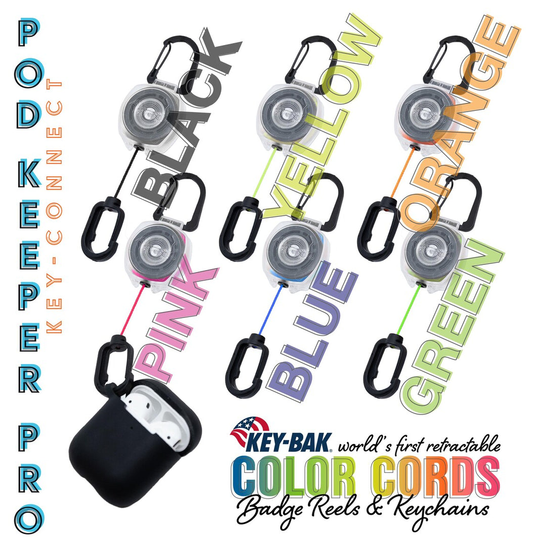 Pod Keeper Pro Retractor for Airpods & Earbuds Case Holder with 24" Long Cord Audio Accessory for Commuters, Travelers, Students, Gym-Goers, and Professionals