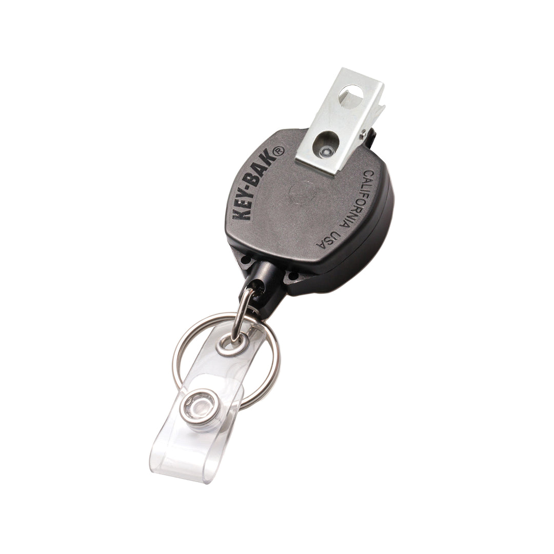 Retractable Swivel Clip Badge Reel and Keychain for Healthcare and Office Professionals, Clear Sidekick® with Color Cord by KEY-BAK