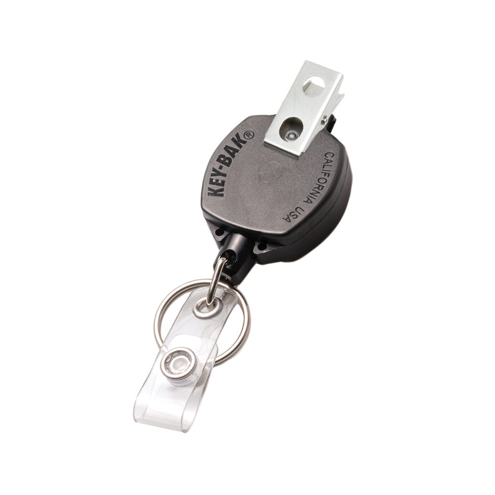 Retractable Swivel Clip Badge Reel and Keychain for Healthcare and Office Professionals, Clear Sidekick® with Color Cord by KEY-BAK