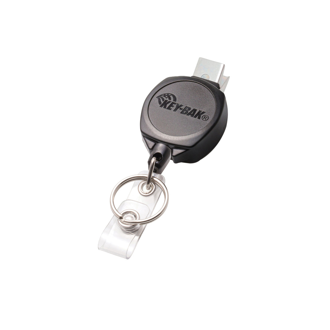 Retractable Swivel Clip Badge Reel and Keychain for Healthcare and Office Professionals, Clear Sidekick® with Color Cord by KEY-BAK