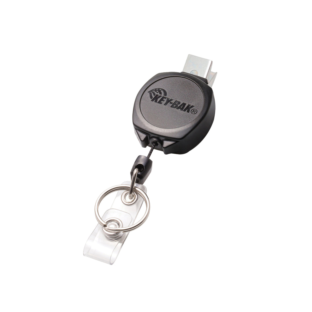 Retractable Swivel Clip Badge Reel and Keychain for Healthcare and Office Professionals, Clear Sidekick® with Color Cord by KEY-BAK