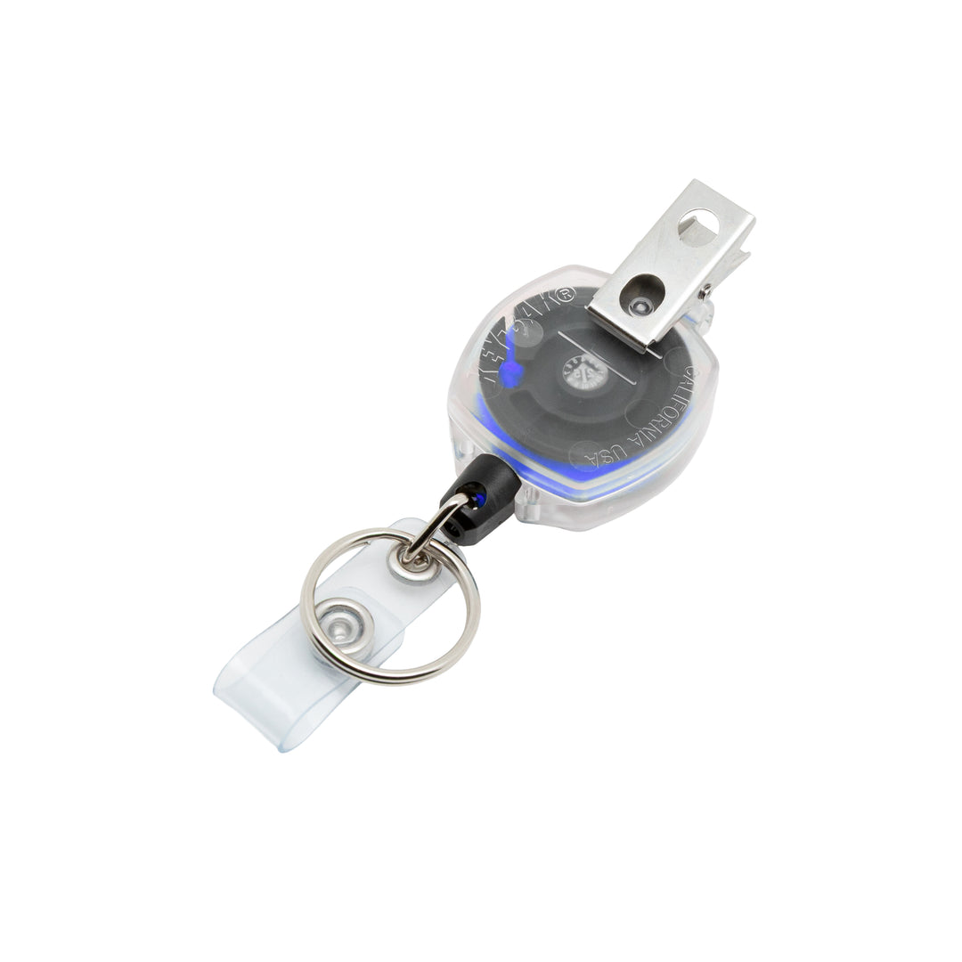 Retractable Swivel Clip Badge Reel and Keychain for Healthcare and Office Professionals, Clear Sidekick® with Color Cord by KEY-BAK