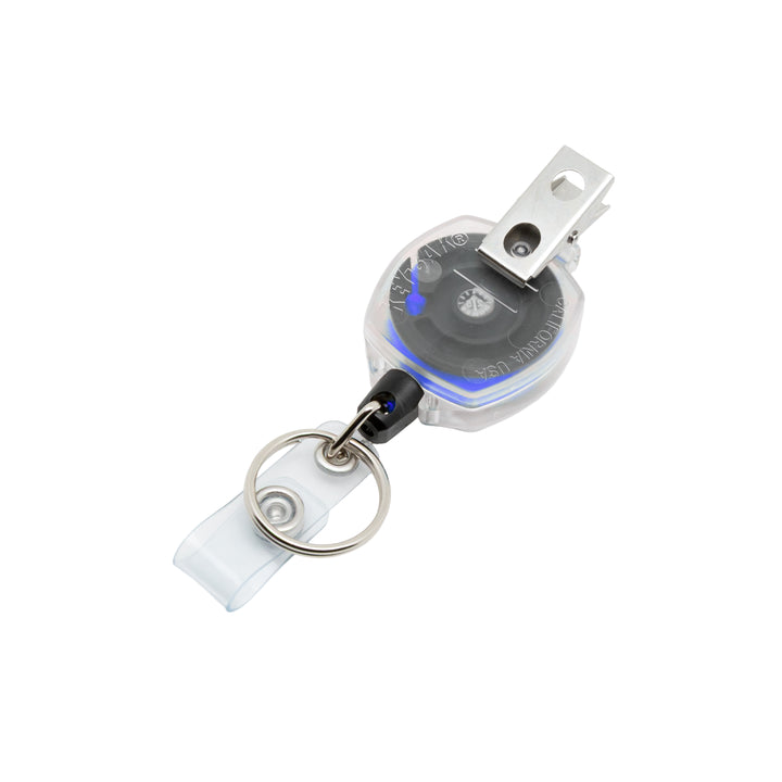 Retractable Swivel Clip Badge Reel and Keychain for Healthcare and Office Professionals, Clear Sidekick® with Color Cord by KEY-BAK