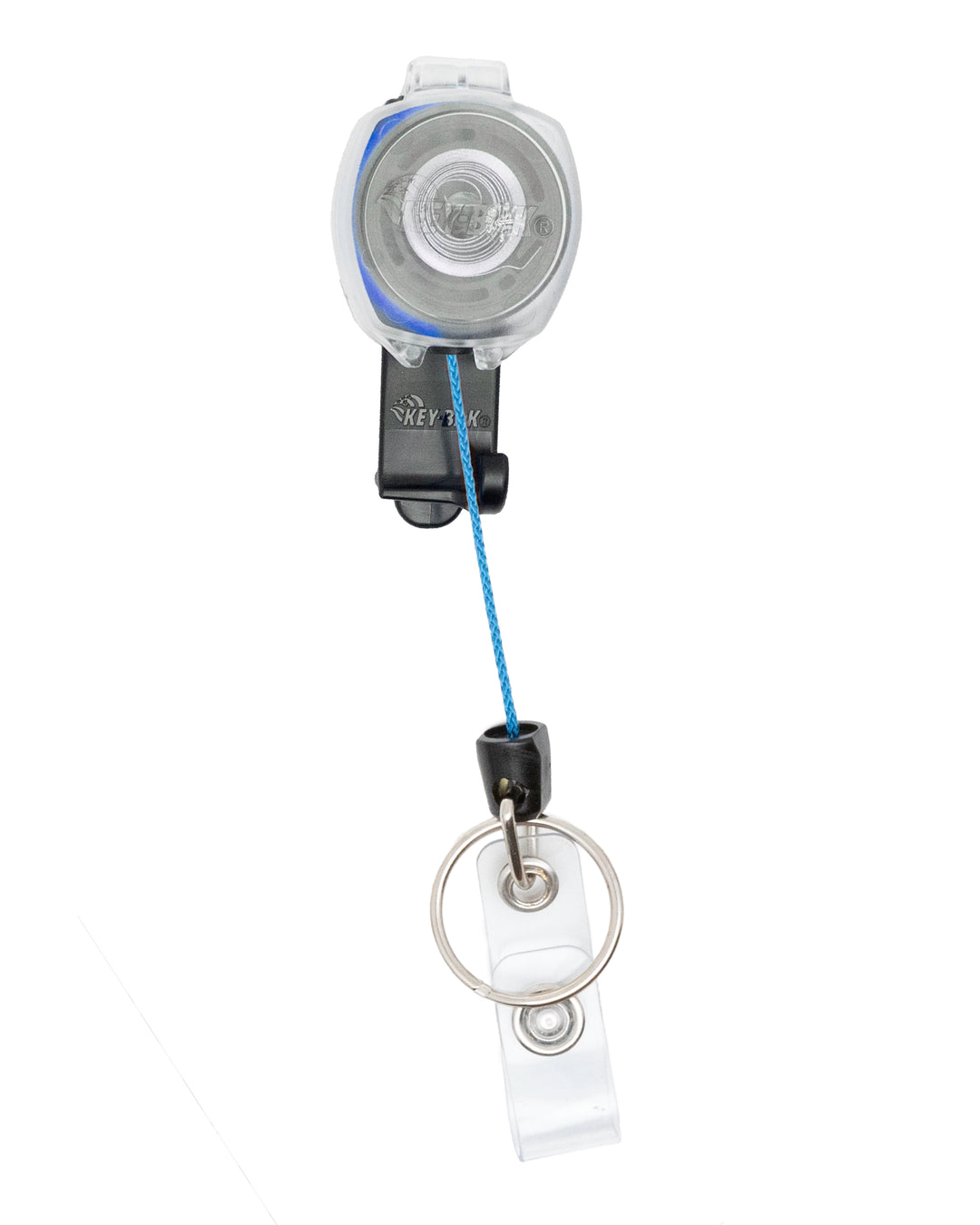 Belt Clip Retractable Keychain and ID Badge Holder for Healthcare and Office Professionals, Clear Sidekick with Color Cord by KEY-BAK