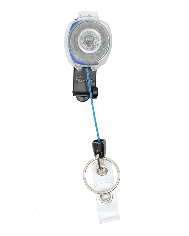 Belt Clip Retractable Keychain and ID Badge Holder for Healthcare and Office Professionals, Clear Sidekick with Color Cord by KEY-BAK