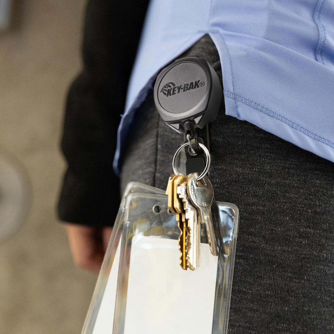 Super Duty Strap and Belt Clip Retractable Keychain with ID Badge Holder for Healthcare and Office Professionals, Sidekick® with Color Cord by KEY-BAK