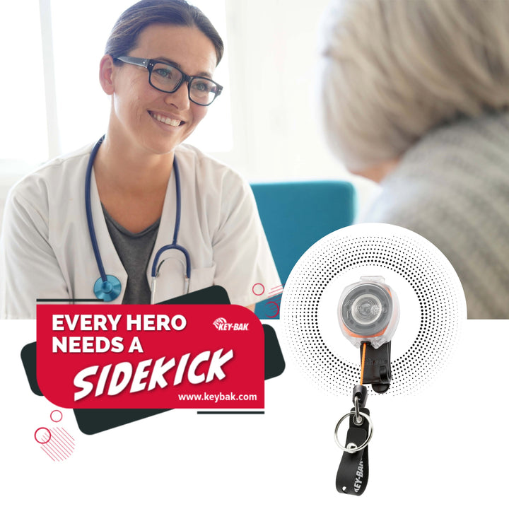 Super Duty Strap and Belt Clip Retractable Keychain with ID Badge Holder for Healthcare and Office Professionals, Sidekick® with Color Cord by KEY-BAK
