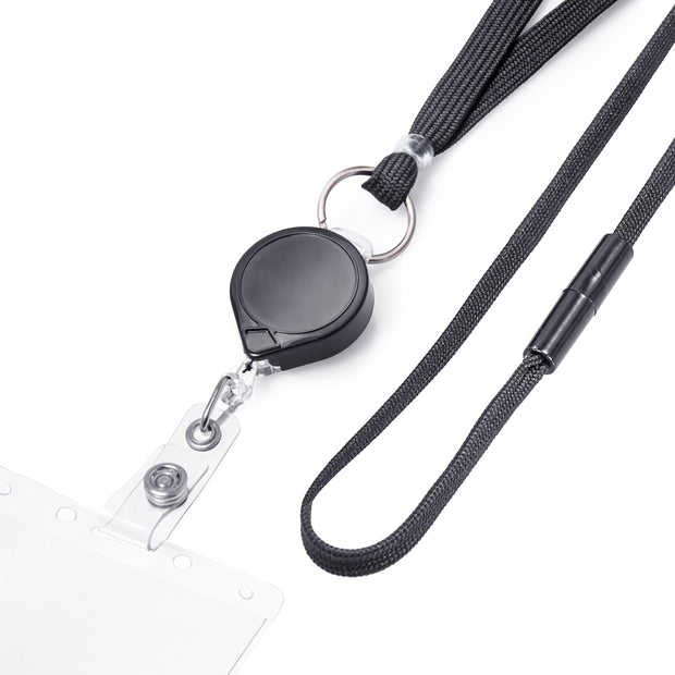 Key-Bak 0057-005 Blk MiniBak ID Vinyl Strap Standard Clip