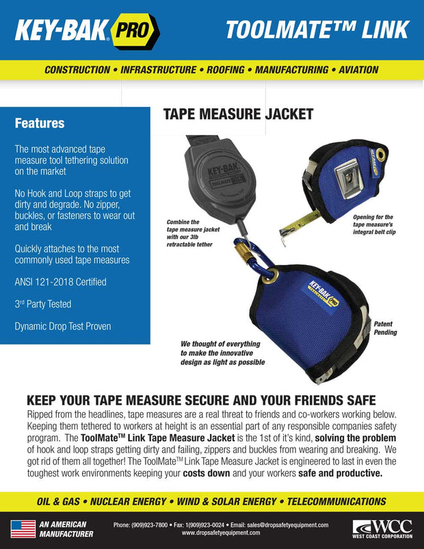 Tape Measure Jacket Tool Attachment and Retractable Tool Lanyard Combo