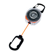 Key-Connect 24" Kids Clear Retractable Keychain with Dual Carabiners and Orange Cord