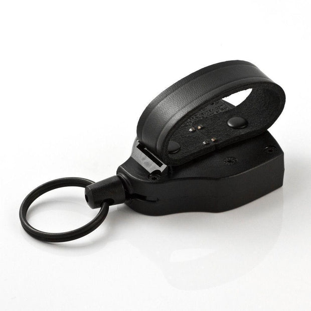 SUPER48 Heavy Duty Retractable Keychain with Belt Clip or Duty Belt Leather Loop and Ball-Joint Key Ring Lock